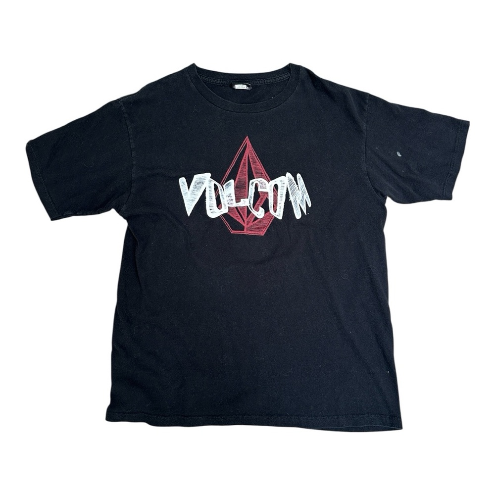 Volcom Men Black T-Shirt with Red Logo